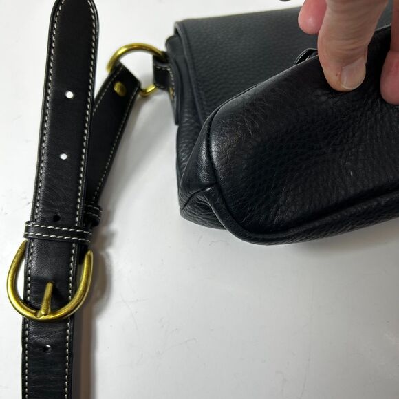 Vintage Ghurka Black Pebble Calfskin Luxury Leather Flap Shoulder Crossbody Bag - Picture 8 of 16